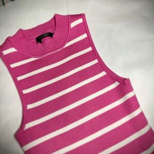 Zesica Vibrant Pink and White Striped Tank Top